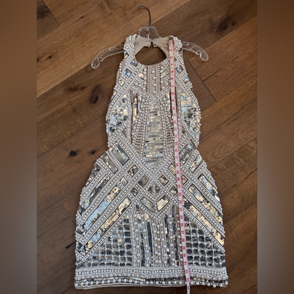 ASOS Elegant Silver Beaded Cocktail Dress - Picture 6 of 10